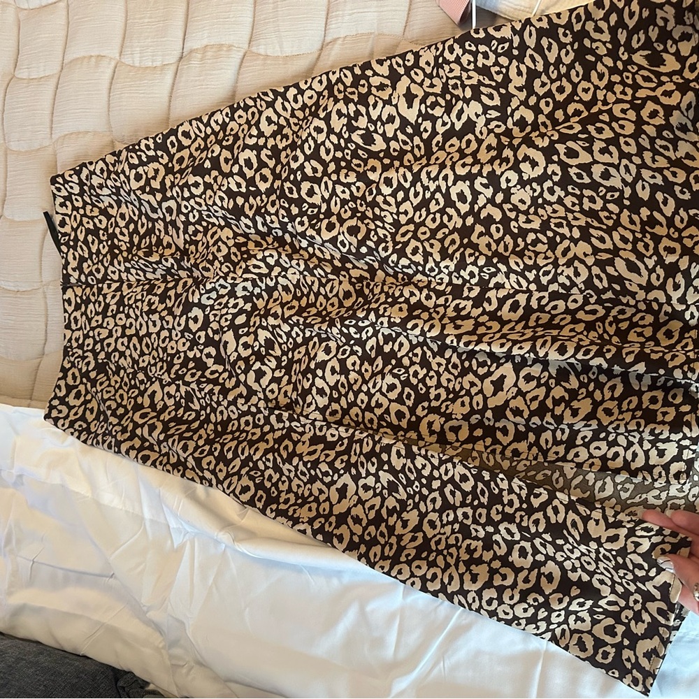 SHEIN Leopard Print Midi Skirt - Black and Tan